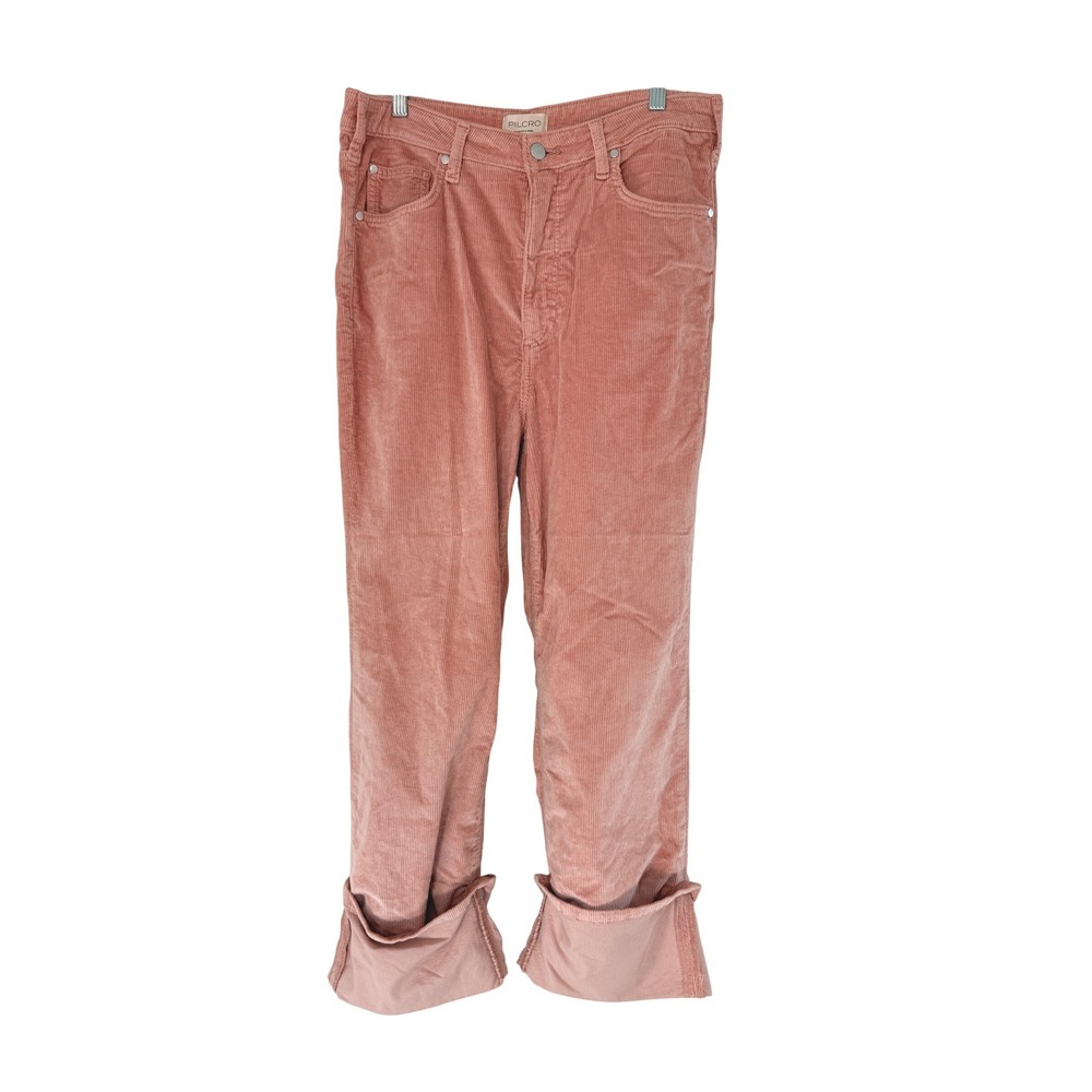 Pilcro Scotty Cuffed High-Rise Straight-Leg Jeans Pink Corduroy Prairie Size 30